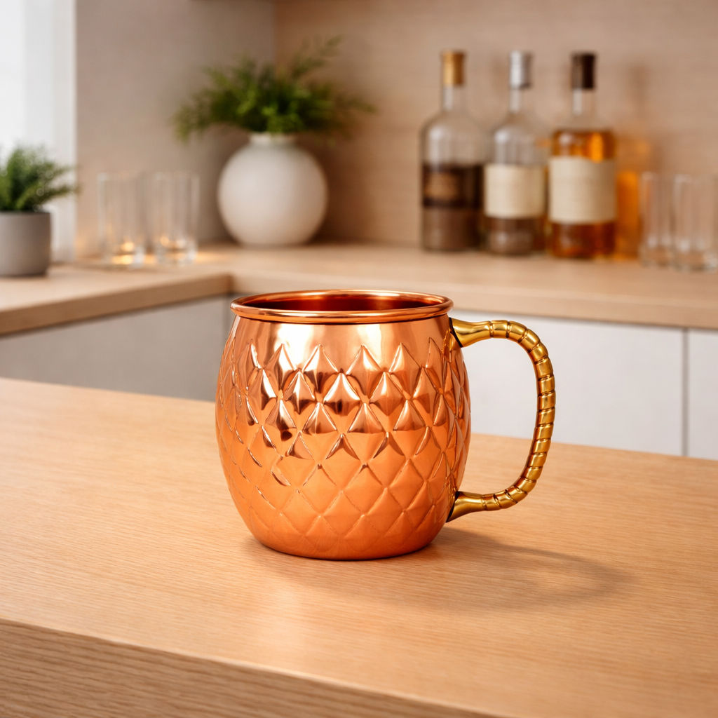 Copper diamond design moscow mule beer mug, 600 ML